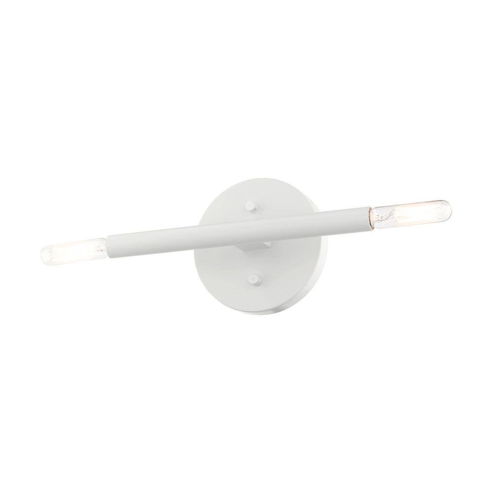 Copenhagen Mid-Century Modern White Chrome 2-Light Wall Sconce