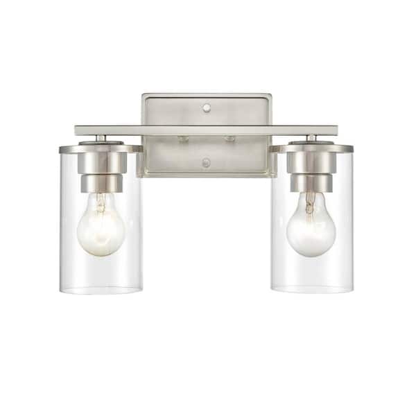 Millennium Lighting Verlana 14 in. 2-Light Brushed Nickel Vanity Light with Clear Glass Shade