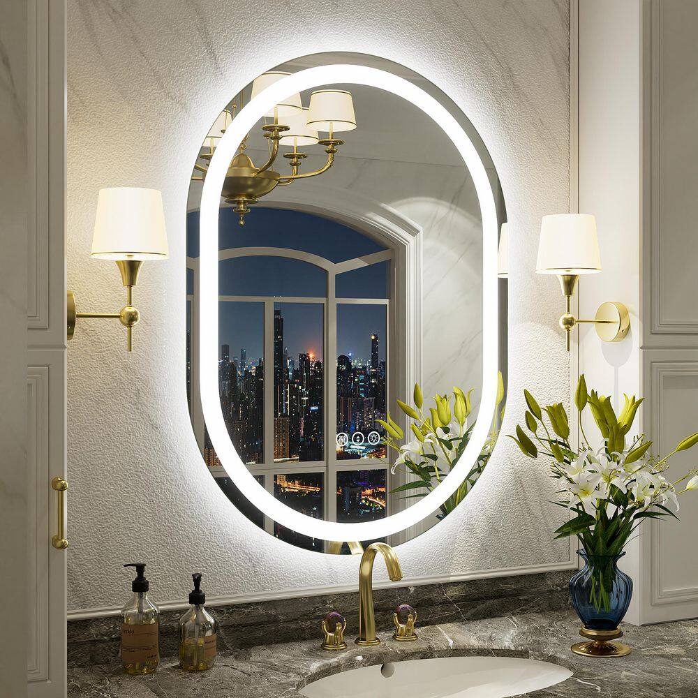 20 in. W x 28 in. H Oval Frameless UL Certified Front and Back LED Anti-Fog Tempered Glass Bathroom Vanity Mirror price history on PriceWatchPro