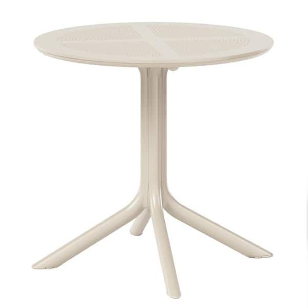 Frond&Form Modern Outdoor Patio Poly Plastic 31.5" Round Dining Table in Sand