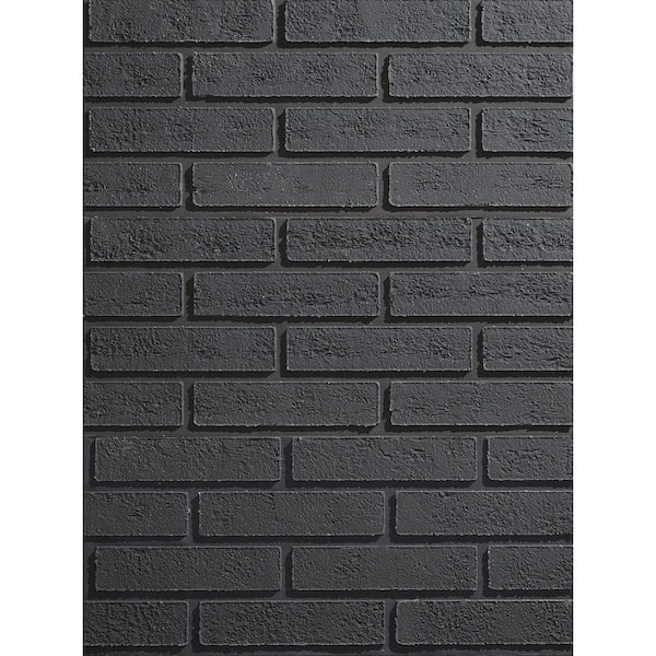 WALL!SUPPLY 0.2 in. x 9.84 in. x 26.18 in. UltraFlex Brick Peel and Stick Black Wall Paneling (6-Pack)