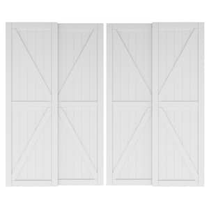 96in x 80in (Double 48" Doors), MDF wood, White Double K Shape Sliding Door with All Hardware