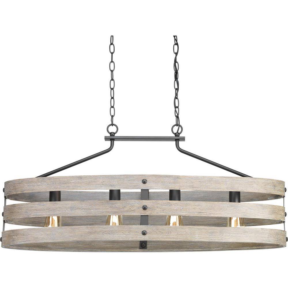 Gulliver Graphite and Weathered Gray 4-Light Linear Chandelier