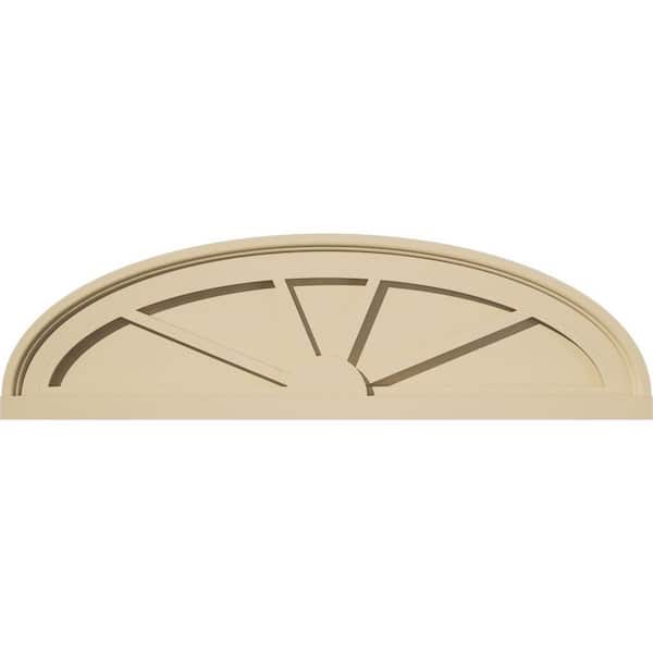 Ekena Millwork 28 in. W x 8 in. H x 2 in. P Elliptical 4 Spoke Signature Urethane Pediment, Primed Tan
