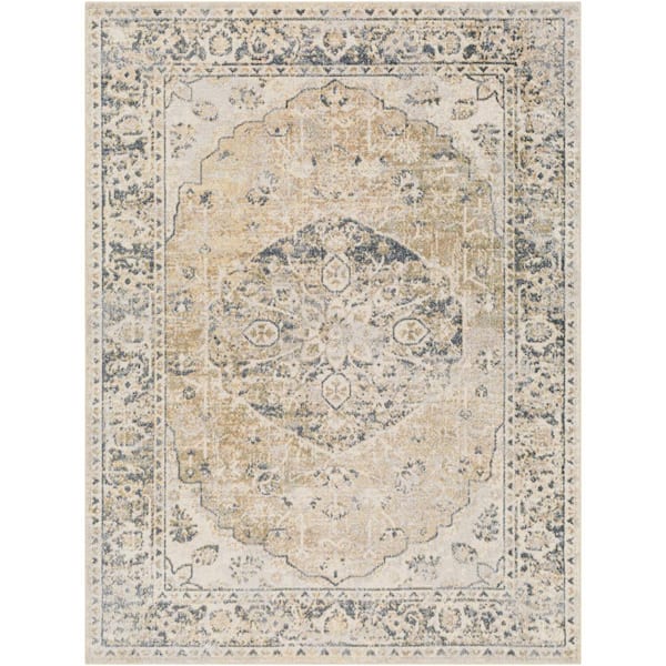 Lillian Blue Gray/Beige Doormat 2 ft. x 4 ft. Machine-Washable Indoor Area Rug