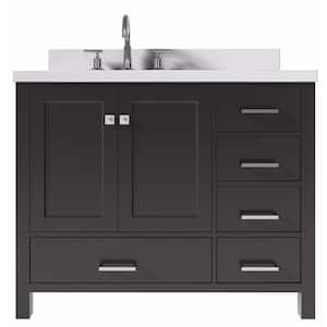 Cambridge 43 in. W x 22 in. D x 36 in. H Vanity in Espresso with Pure White Quartz Top