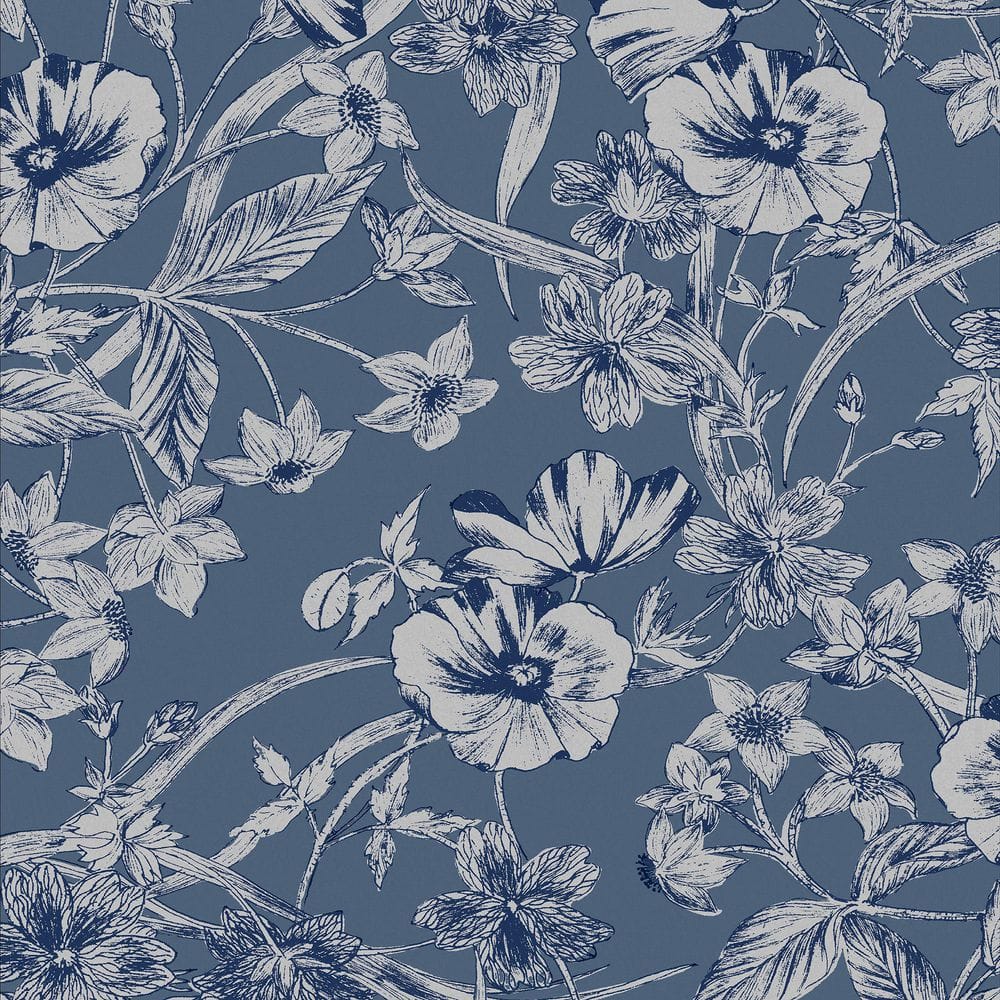 Laura Ashley Summerhill Midnight Blue Metallic Non Woven Removable Paste  The Wall Wallpaper Sample 11848694 - The Home Depot