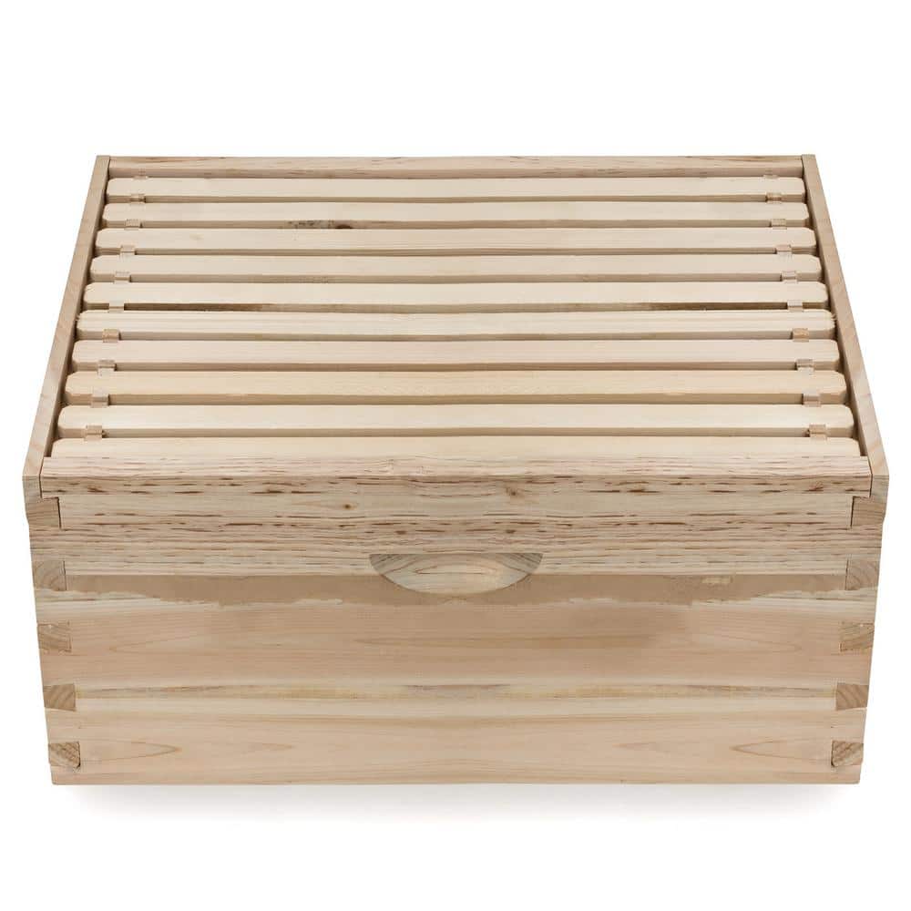 Natural Wood Langstroth Beehive Super Box with Frames