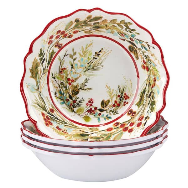 Certified International 28 fl. oz. Multi-Colored Melamine Christmas Gatherings All Purpose Bowl (Set of 4)