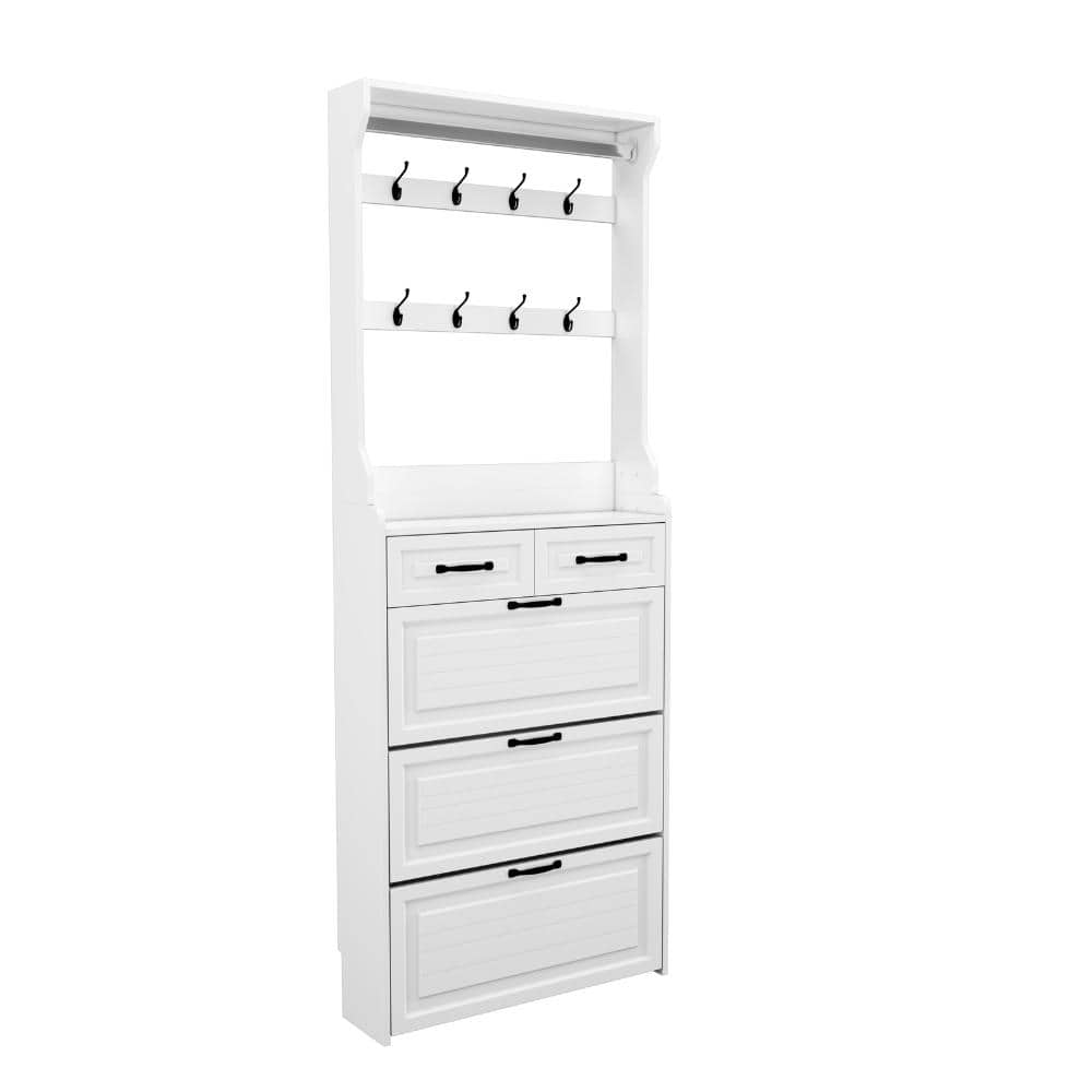 White 86.62 in. Accent Cabinet Office Storage Cabinet with 3 Shelves and 2 Drawers with Adjustable Shelves price history on PriceWatchPro
