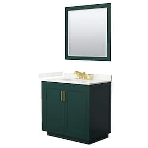 Miranda 36 in. W x 22 in. D x 33.75 in. H Single Bath Vanity in Green with Giotto Quartz Top and 34 in. Mirror