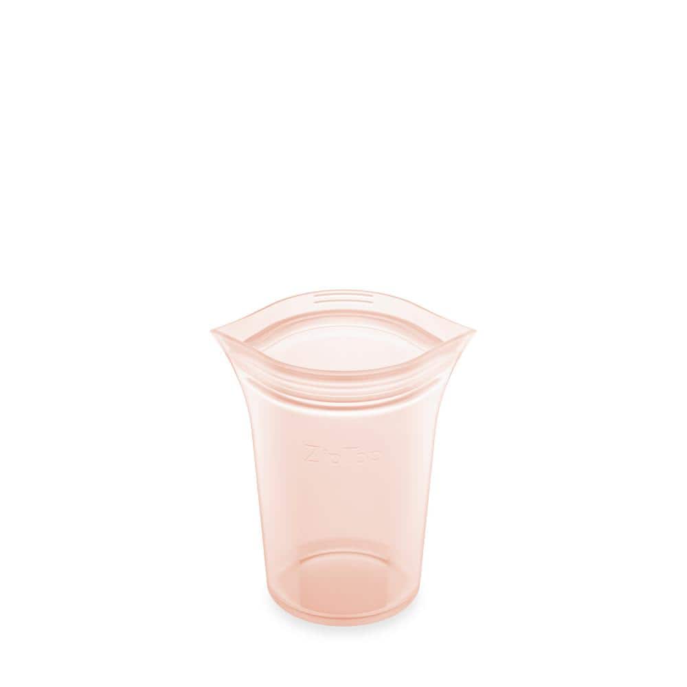 Zip Top 8 oz. Peach Reusable Silicone Small Cup Zippered Storage ...