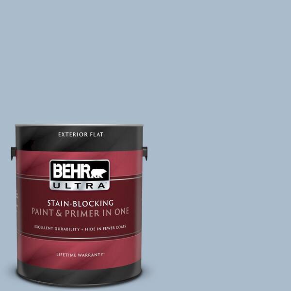 BEHR ULTRA 1 gal. #UL240-15 Simply Blue Flat Exterior Paint and Primer in One