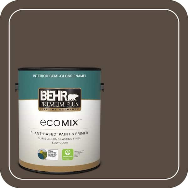 1 gal. #MQ2-39 Rare Wood Semi-Gloss Enamel EcoMix Plant-Based Interior Paint & Primer