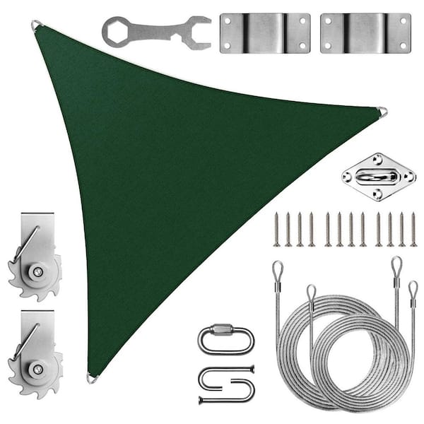 AMGO Pro Ring 12 ft. x 12 ft. x 12 ft. Triangle Sun Shade Sail with Hardware TAWAL-Green