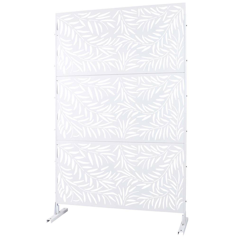 76 in. H x 48 in. W Steel Garden Fence Freestanding Outdoor Privacy Screen in White price history on PriceWatchPro