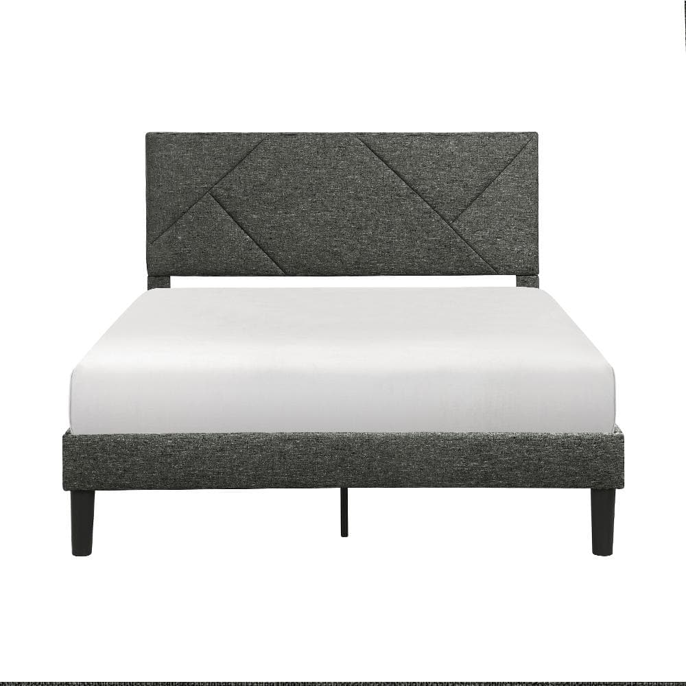Raina Transitional Gray Upholstered Full Platform Bed with Engineered Wood Frame
