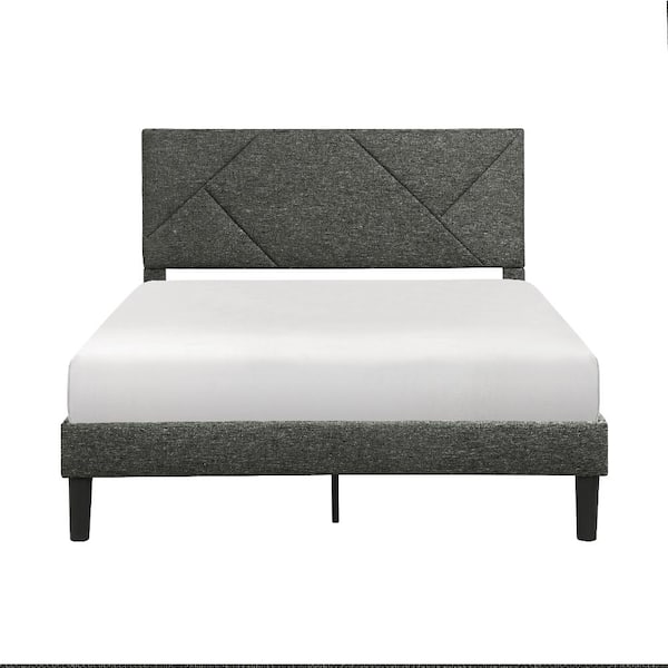Lazzara Raku Gray Wood Frame Full Fabric Upholstered Platform Bed
