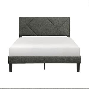 Raku Gray Wood Frame Full Fabric Upholstered Platform Bed