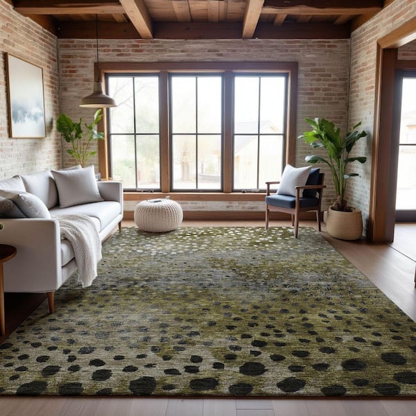 Mayfield Premium Machine Washable Abstract AMF1074 Brown 8 ft. x 10 ft. Area Rug
