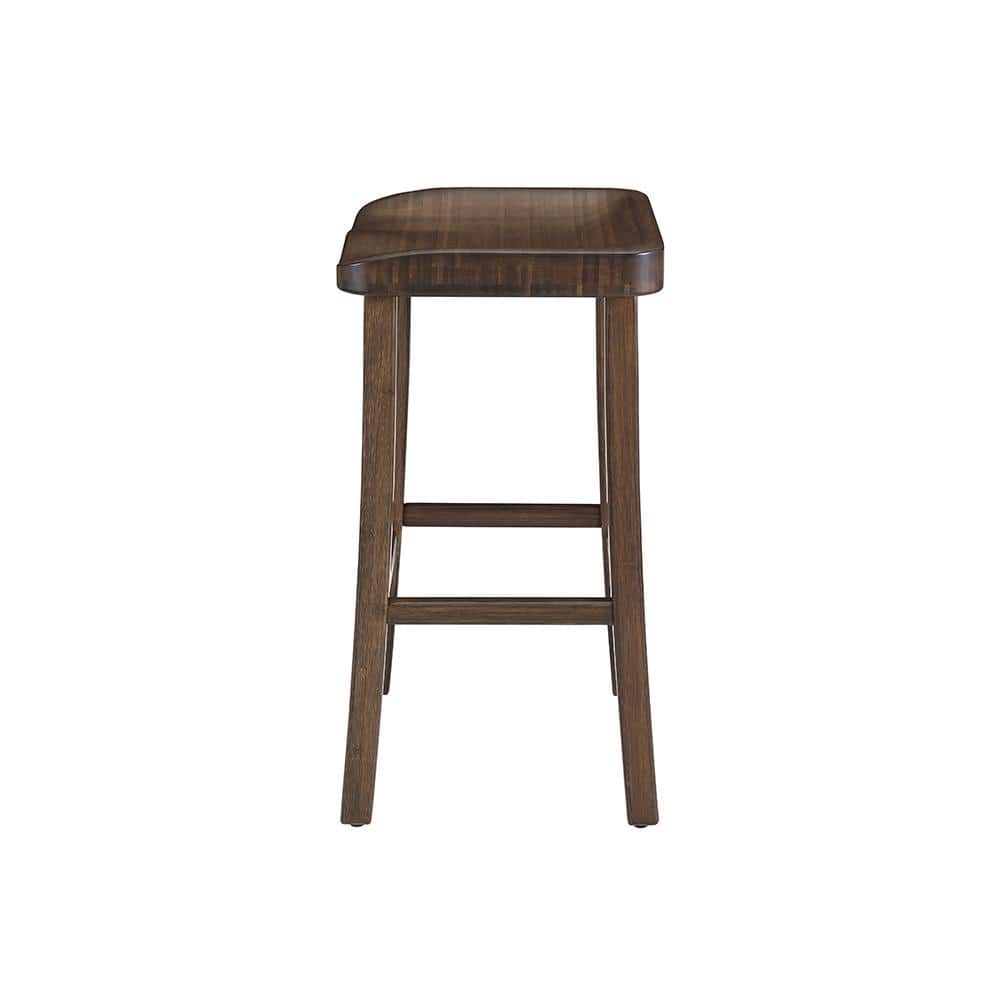Eco-Friendly Black Bamboo Backless Bar Height Stool (Set of 2)