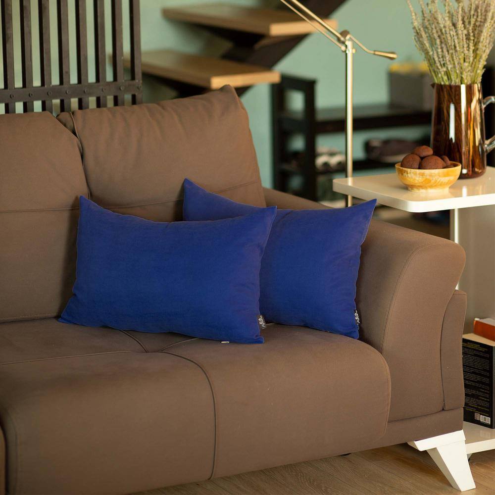 Sapphire Blue Polyester Lumbar Pillow Covers Set of 2