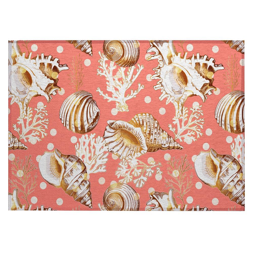 Surfside Orange 1 ft. 8 in. x 2 ft. 6 in. Geometric Indoor/Outdoor Area Rug