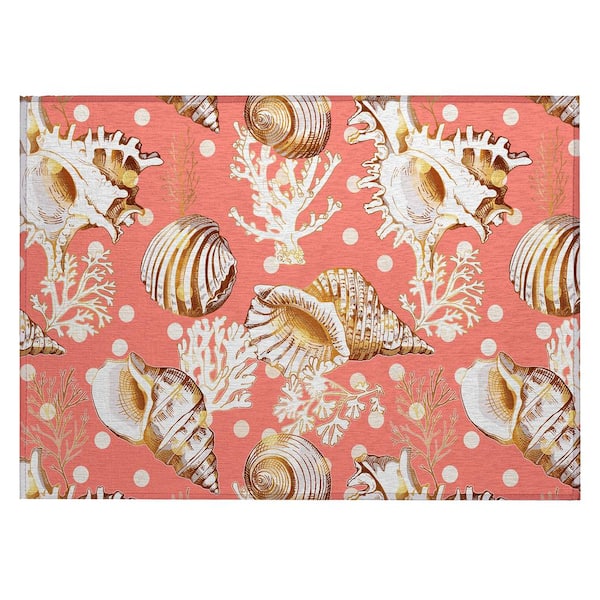 Surfside Orange 1 ft. 8 in. x 2 ft. 6 in. Geometric Indoor/Outdoor Area Rug