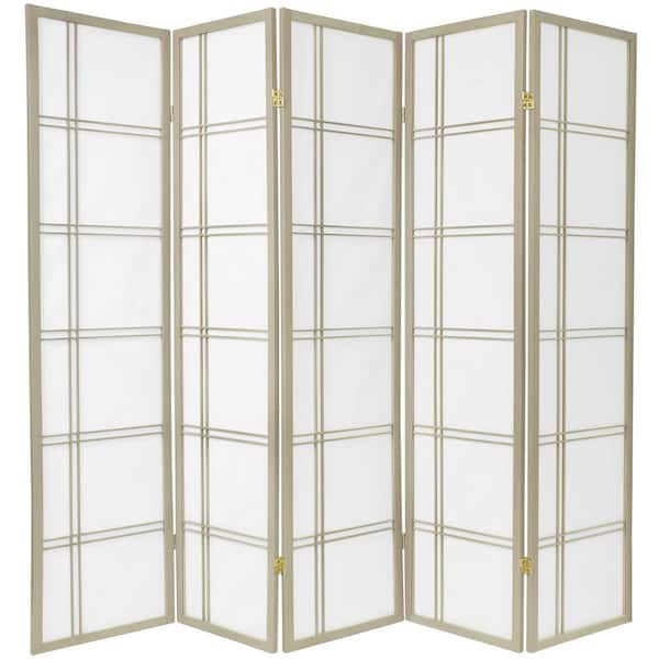 6 ft. Grey Double Cross 5-Panel Room Divider