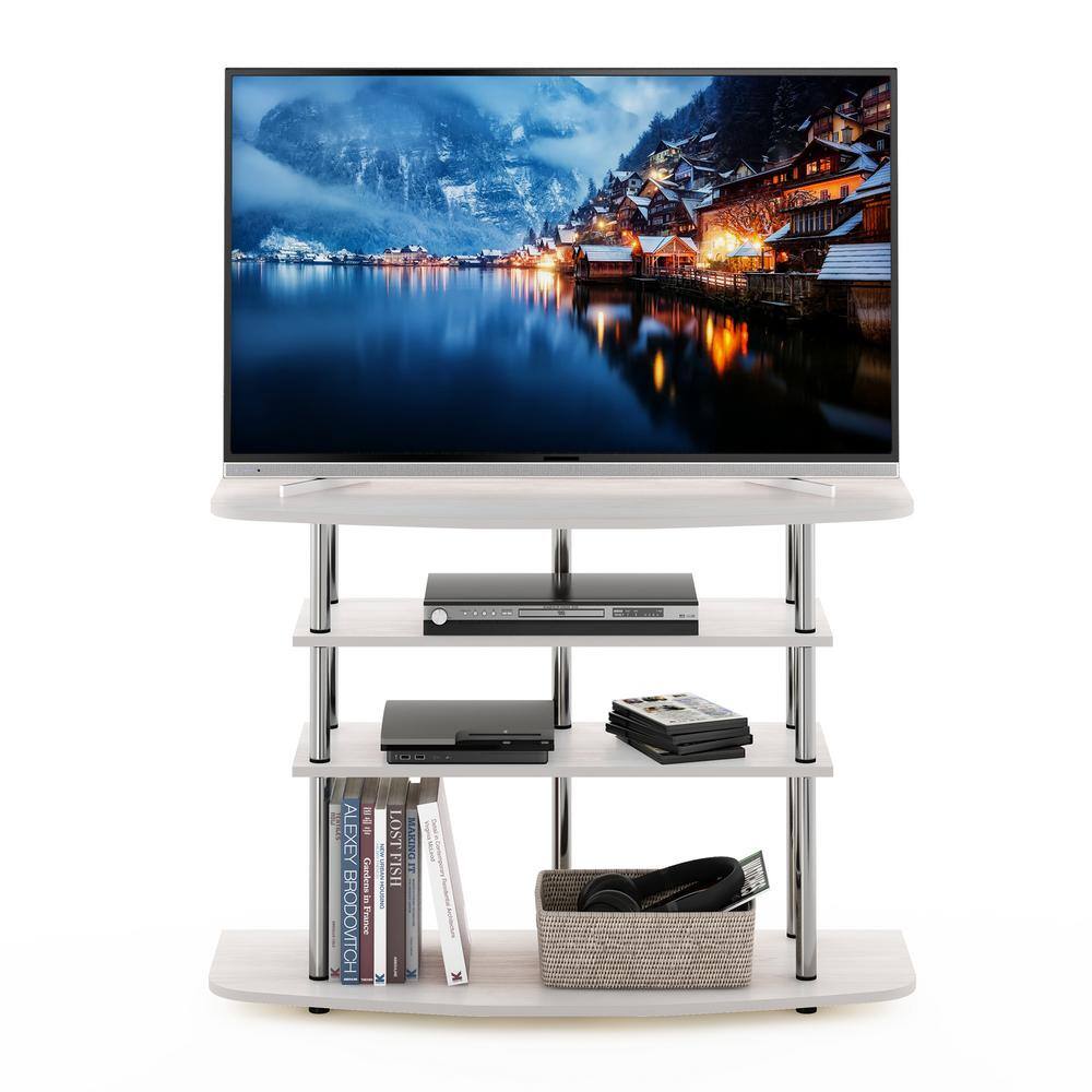 Modern White Oak 4-Tier TV Stand for Up to 50" TVs