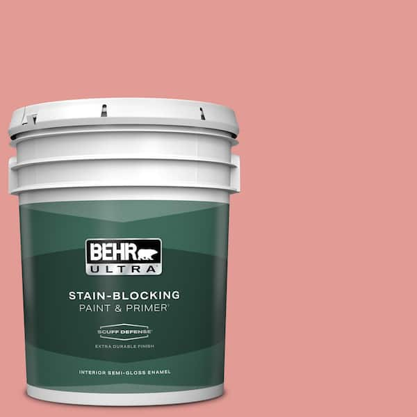 BEHR ULTRA 5 gal. #M160-4A Sunset Pink Extra Durable Semi-Gloss Enamel Interior Paint & Primer