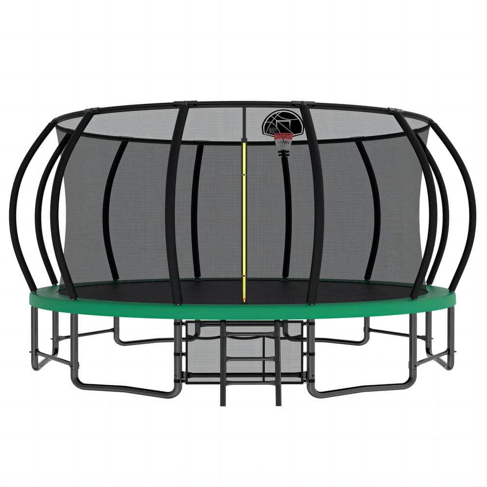 16 ft. Outdoor Large Trampoline for Kids and Adults, Pumpkin Trampoline wit