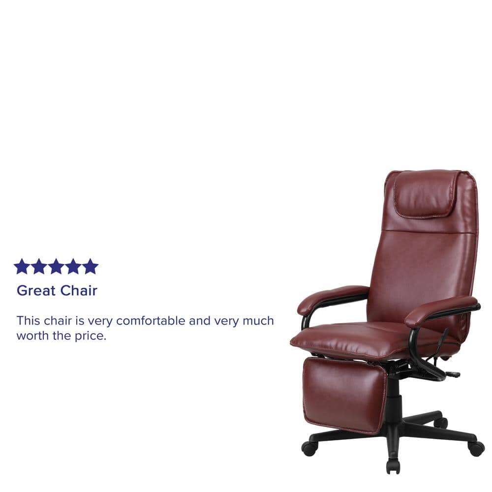 Burgundy High-Back LeatherSoft Swivel Executive Chair with Footrest