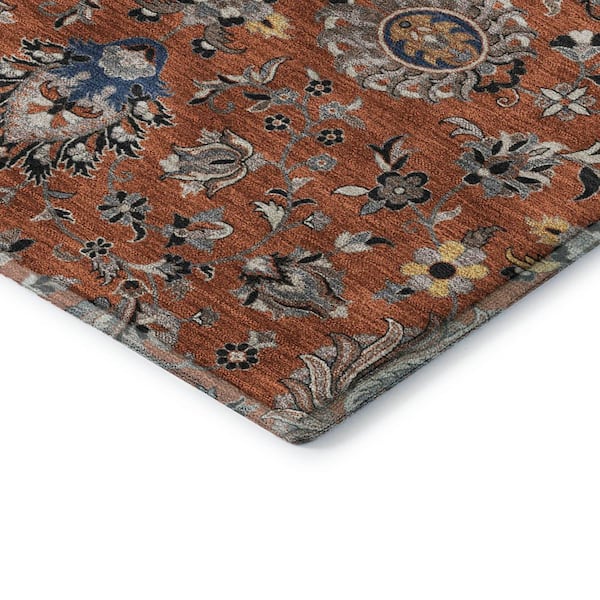 Mayfield Premium Machine Washable Abstract AMF2192 Paprika 8 ft. x 10 ft. Area Rug