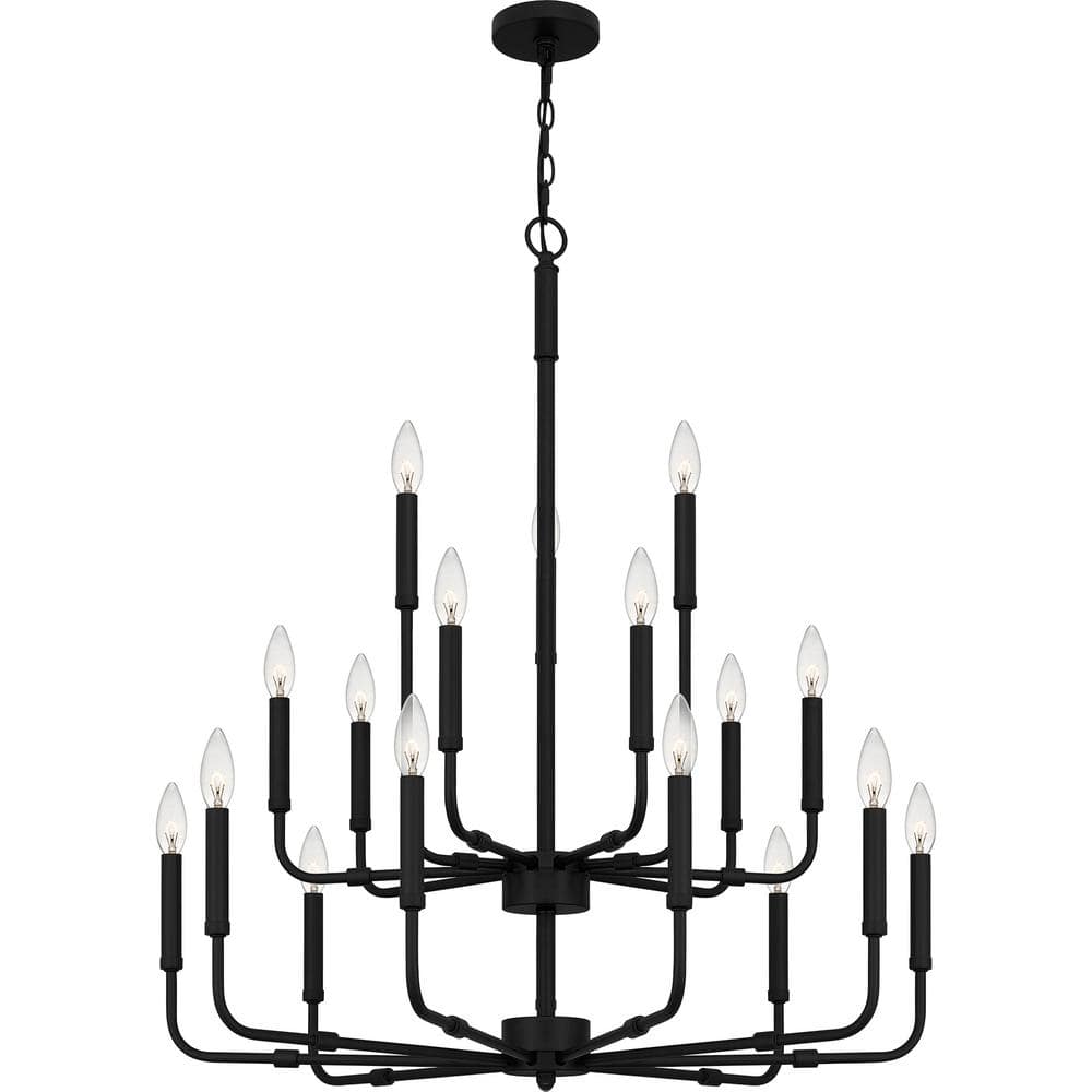 Abner Matte Black 18-Light Industrial Chandelier