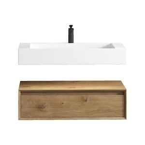 Alysa 36 in. W. x 20 in. D x 23 in. H Single Sink Floating Bath Vanity in White Oak with White Acrylic Top