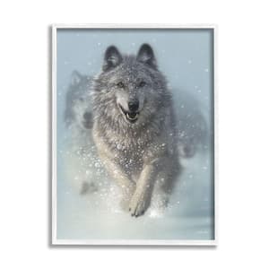 Wolves Running Snow Siberian Wild Winter Animals By Collin Bogle Framed Print Nature Texturized Art 11 in. x 14 in.