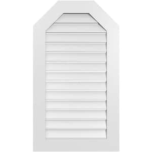24 in. x 42 in. Octagonal Top Surface Mount PVC Gable Vent: Functional with Standard Frame