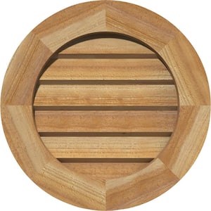17" x 17" Round Rough Sawn Western Red Cedar Wood Paintable Gable Louver Vent Non-Functional