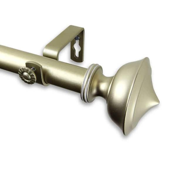 Rod Desyne 48 in. - 84 in. Telescoping 1 in. Single Curtain Rod Kit in Light Gold with Leopold Finial