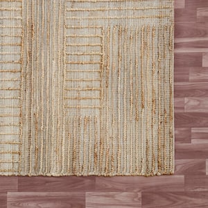 Mauri Natural 7 ft. 9 in. x 9 ft. 9 in. Striped Modern Jute Blend Area Rug