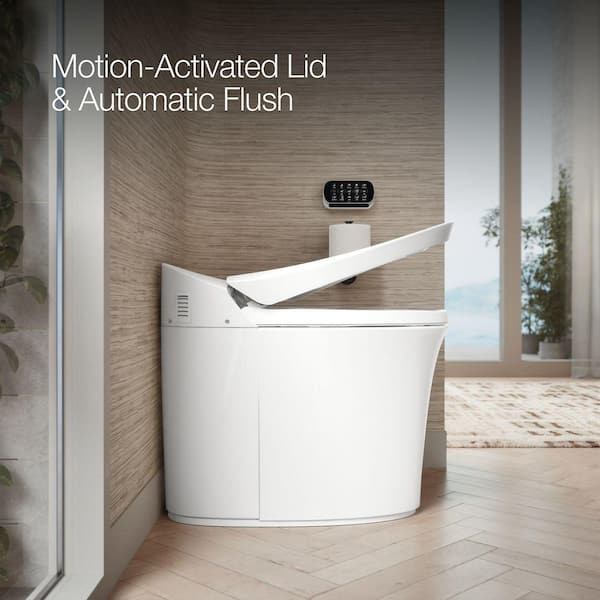 Veil Comfort Height Intelligent 1-Piece 0.8 or 1.28 GPF Dual Flush Elongated Toilet in White Seat Included Veil Comfort Height Intelligent 1-Piece 0.8 or 1.28 GPF Dual Flush Elongated Toilet in White Seat Included