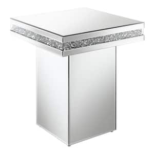Elora 19.75 in. Mirrored Pedestal Square Wood Top Accent Table