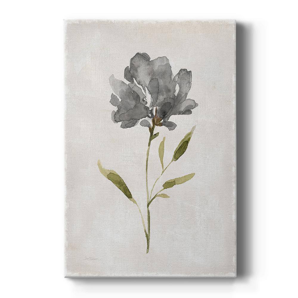 Gray and Green Floral Abstract Canvas Art - 14" x 14"