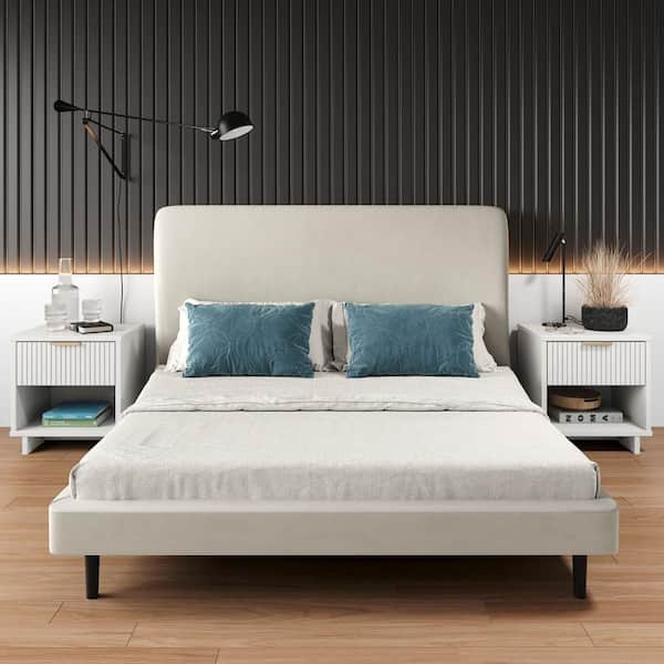 Manhattan Comfort Granville White 1-Drawer 18.11 in. W Modern Nightstand (Set of 2)