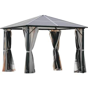 Patio 9.8 ft. x 9.8 ft. Beige Aluminum Garden Paito Gazebo with Polycarbonate Roof