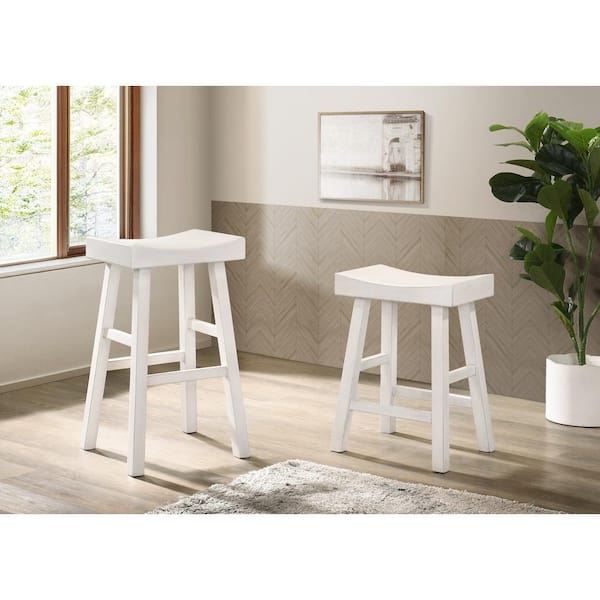 Renata Antique White 29 in. H Rubber Wood Bar Stool (Set of 2)