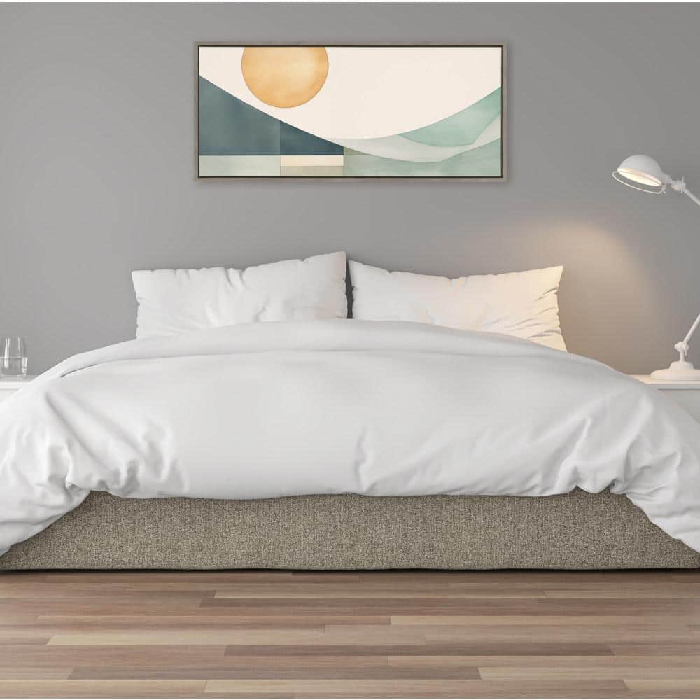 Gray and Beige Abstract Coastal Landscape Canvas Print, 18 x 40