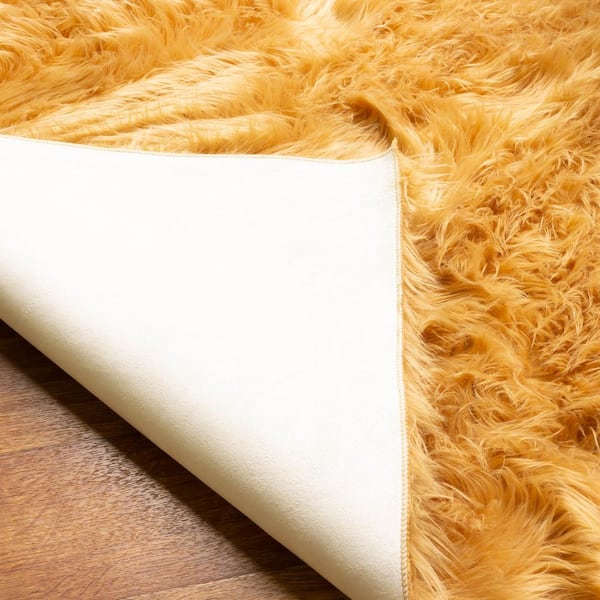 Super Area Rugs Serene Silky Faux Fur Fluffy Shag Rug Light Brown 4' x 6'  Sheepskin SAR-SER01-LIGHT-BROWN-4X6-SHAPED - The Home Depot