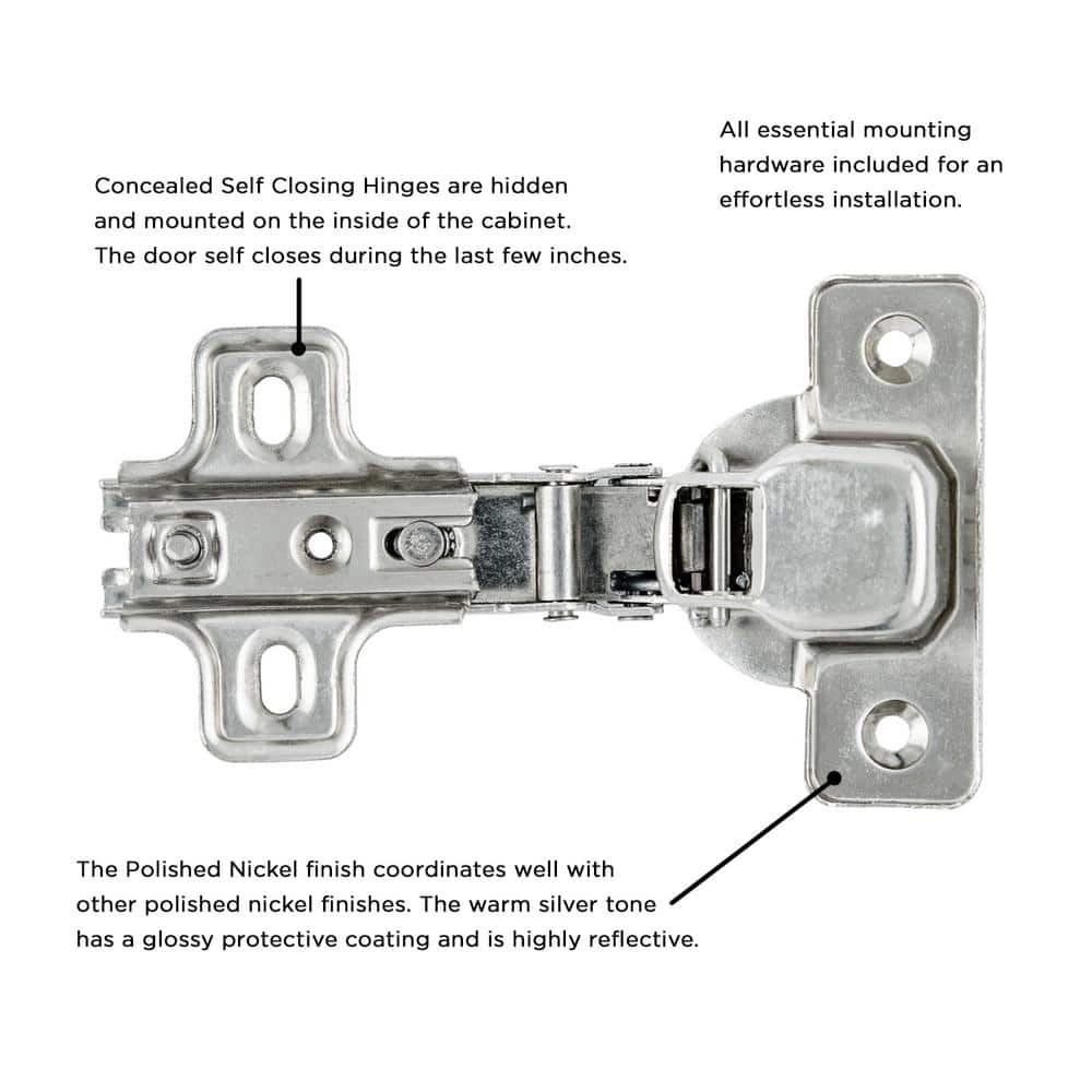 Brushed Nickel Full Overlay Concealed Cabinet Hinge